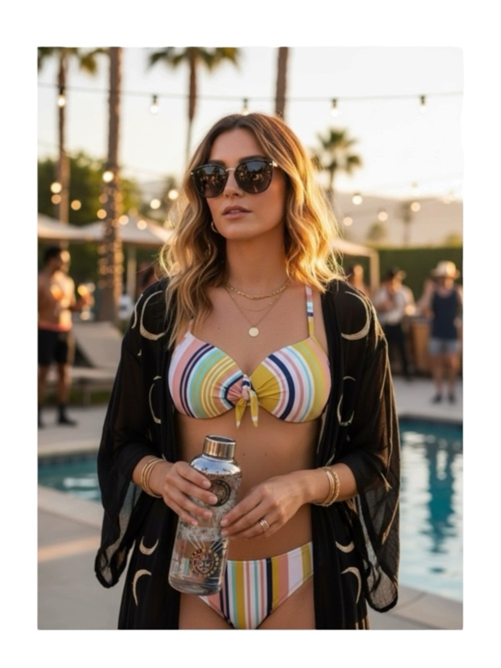 new Dalcosta ❤︎ Brazil Padded 2 Ways to Wear Bikini Top with Bow ❤︎ Stripe Print